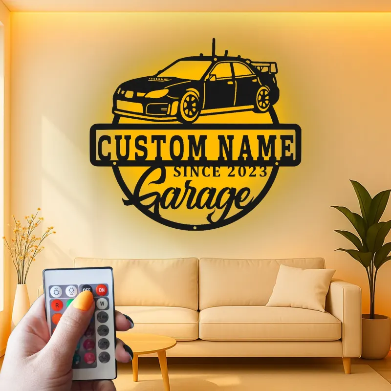 Personalisierte LED-Garagenschild | Metall-Wandkunst für Auto-Enthusiasten | Werkstatt-Dekor | Geschenk für Man Cave