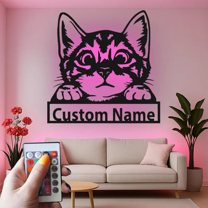 Décoration murale en métal personnalisée avec lumière LED pour les amoureux des animaux