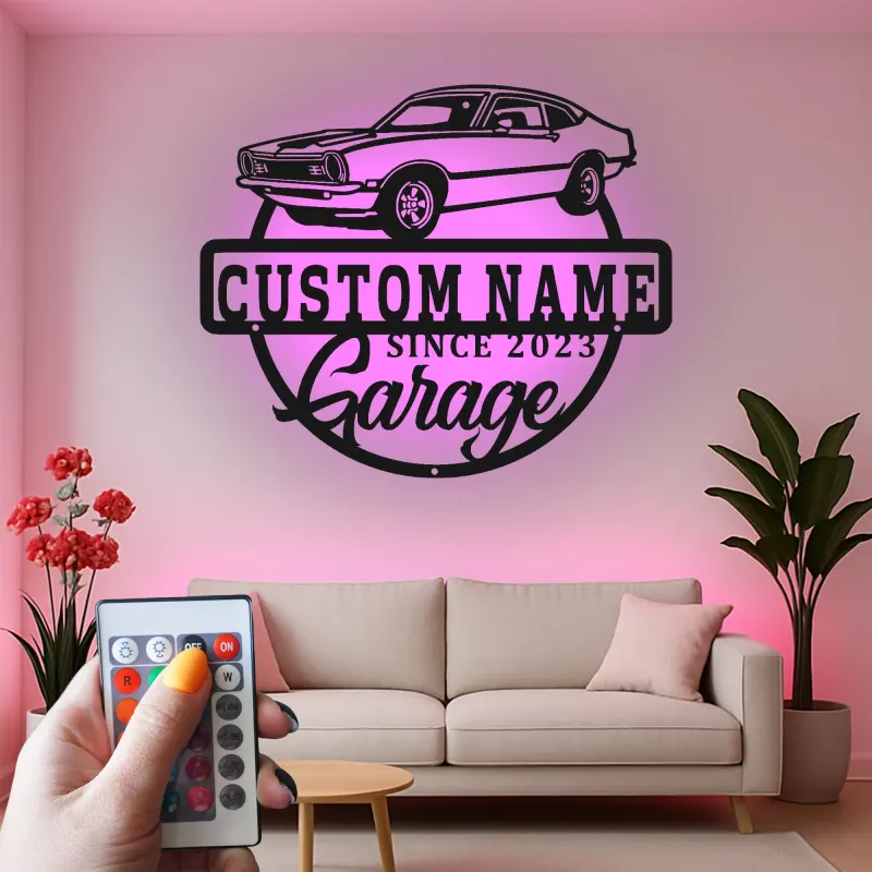 Insegna in metallo LED personalizzata per auto classiche regalo per appassionati di auto decorazione per garage