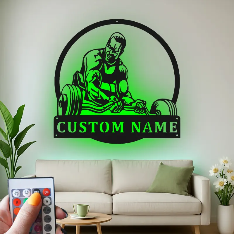 Insegna in metallo LED personalizzata per sollevatori di pesi, regalo per appassionati di palestra, decorazione per palestra domestica