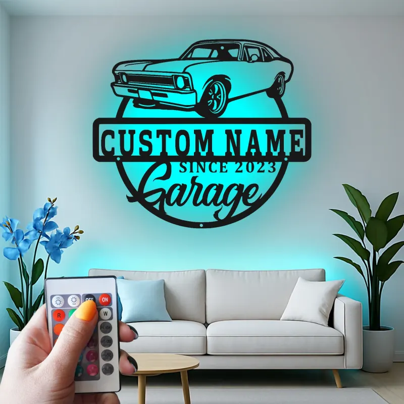 Insegna in metallo LED personalizzata per auto classiche regalo per appassionati di auto decorazione per garage 4