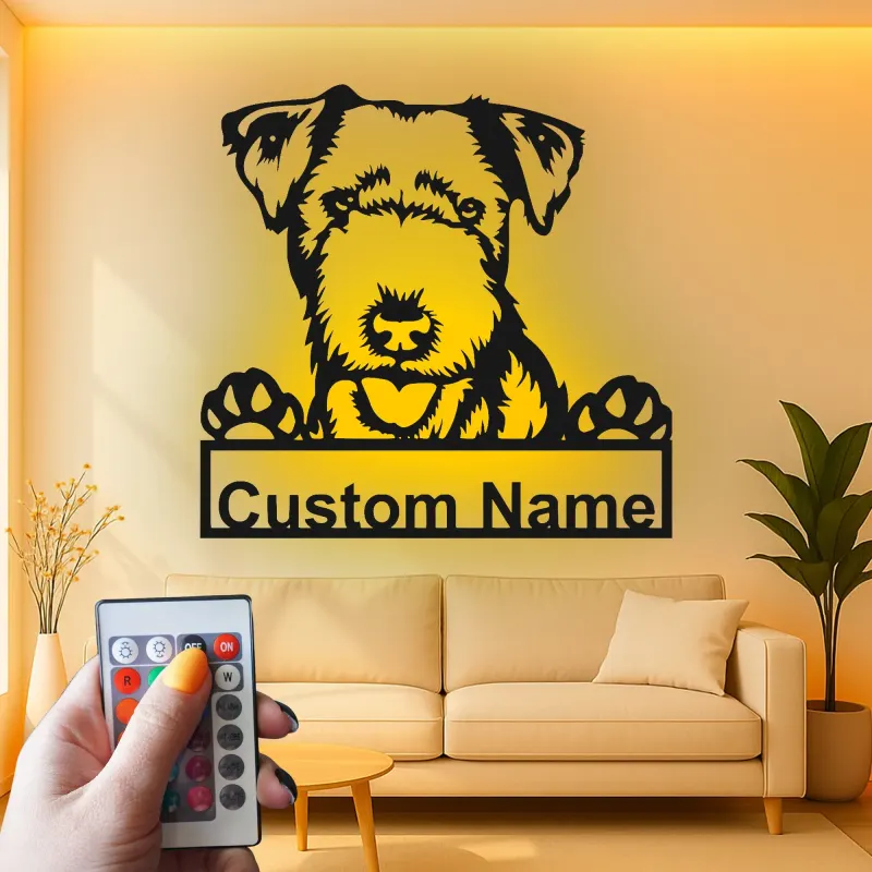 Custom Dog Led Light Metal Wall Art Personalized Pet Parent Gift Living Room Decor for Dog Lovers 4