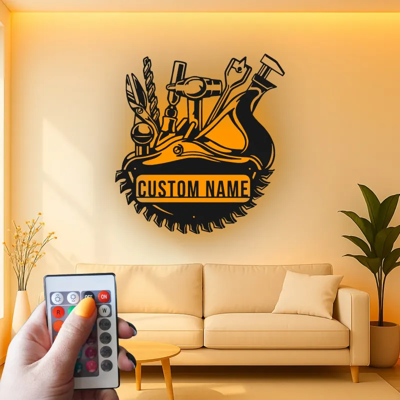 Décoration murale en métal LED personnalisée pour bricoleur - Cadeau pour garage et atelier