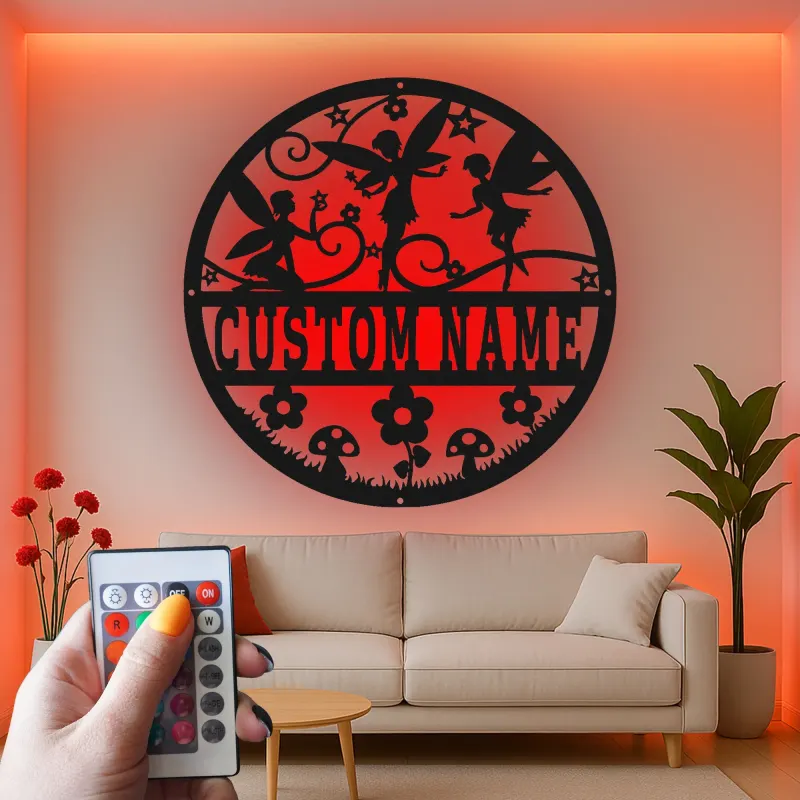 Cartel de metal LED personalizado de jardín de hadas regalo para niños decoración mágica de guardería