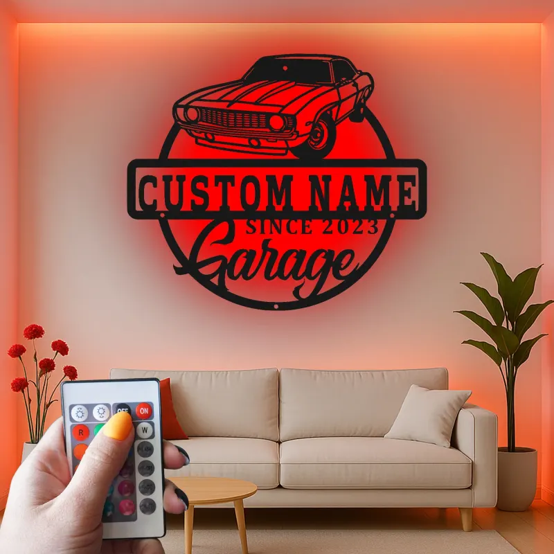 Cartel de metal LED de coche deportivo personalizado Regalo para él Decoración de man cave