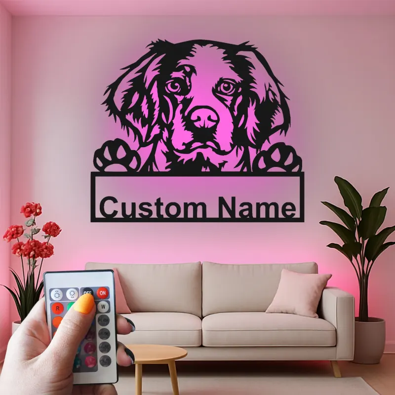 Custom Dog Led Light Metal Wall Art Personalized Pet Parent Gift Living Room Decor for Dog Lovers 3