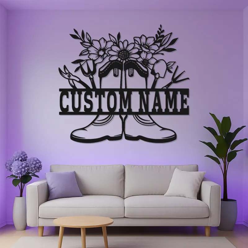 Personalized Gardener Name Sign with LED | Custom Metal Wall Art for Garden | Outdoor Patio Decor Gift