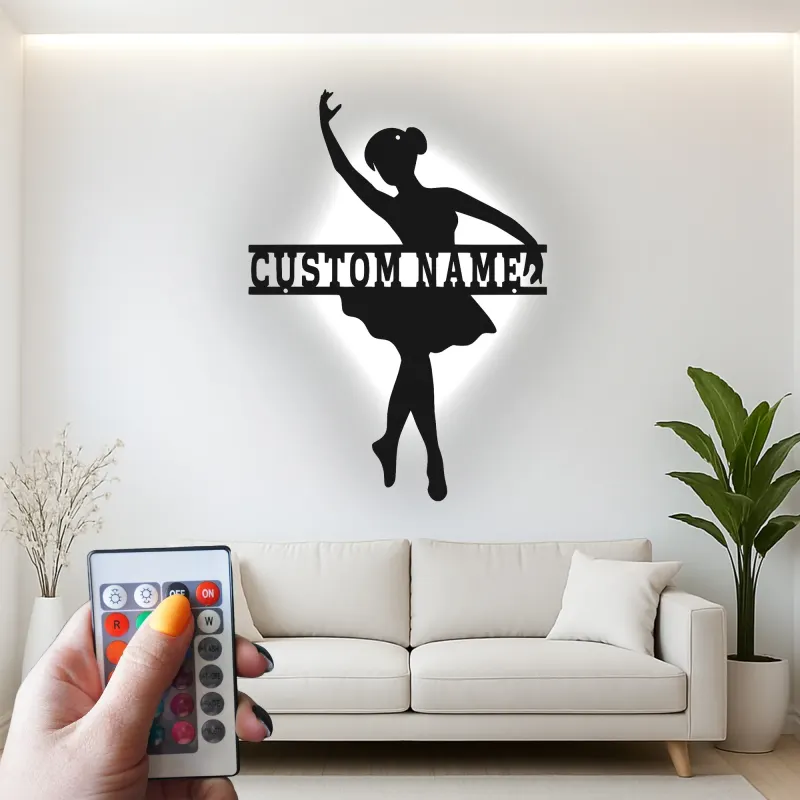 Cartel de metal LED de bailarina personalizado, regalo de danza para su decoración de dormitorio para amantes del ballet