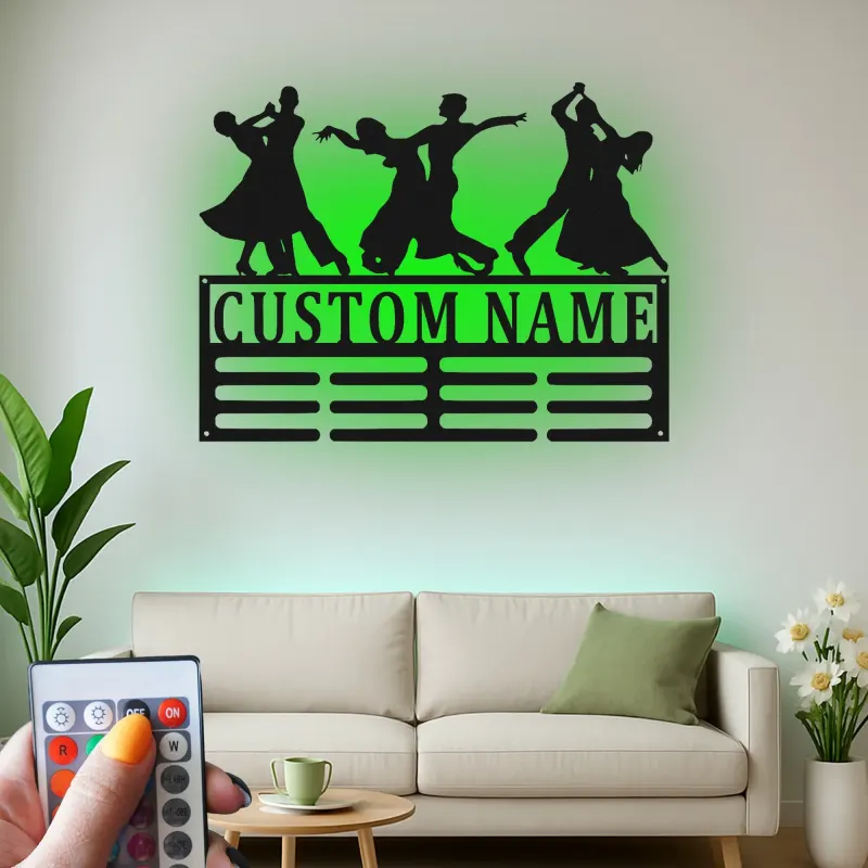 Personalisiertes LED-beleuchtetes Metallschild für Tänzer im Ballsaal – Geschenk für Tanzliebhaber, Dekoration für Studio oder Wohnzimmer