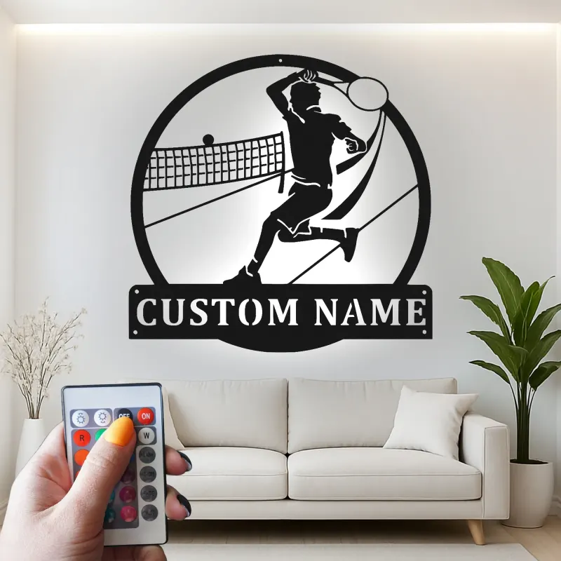 Insegna in metallo personalizzata con luce LED per giocatore di pallavolo - Regalo sportivo personalizzato per atleti, decorazione per sala giochi