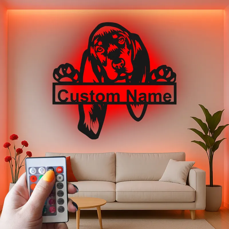 Cartel de metal LED personalizado de Bloodhound, regalo para amantes de los perros, decoración para la sala de estar