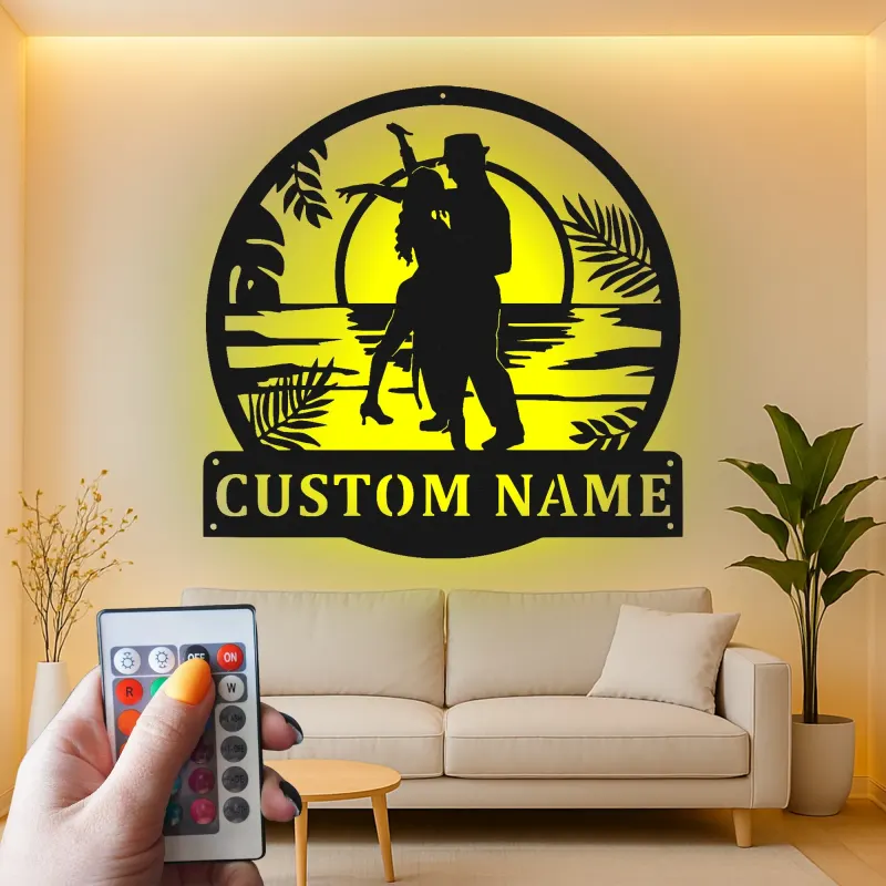 Personalisiertes LED-Licht Metallschild Romantischer Tanz - Geschenk für Paare im Schlafzimmer oder Wohnzimmer