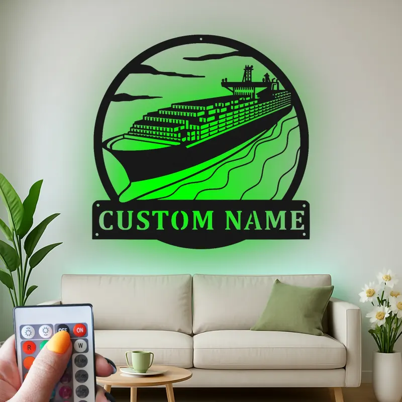 Décoration murale en métal personnalisée avec éclairage LED de cargo