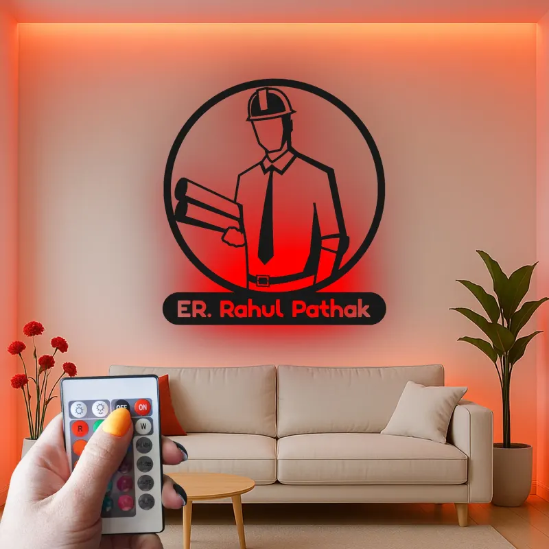 Décoration murale en métal personnalisée pour ingénieur avec rétroéclairage LED - Cadeau pour les ingénieurs, décoration de bureau pour professionnels de l'ingénierie