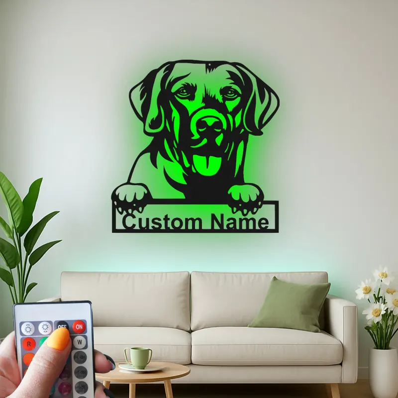 Custom Labrador Retriever Led Light Metal Wall Art Personalized Dog Lover Gift Living Room Pet Decor