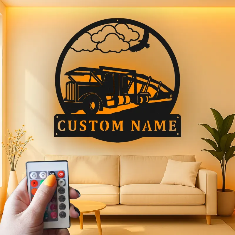 Custom Tow Truck Led Light Metal Wall Art Personalized Gift for Truck Enthusiasts Garage or Man Cave Decor