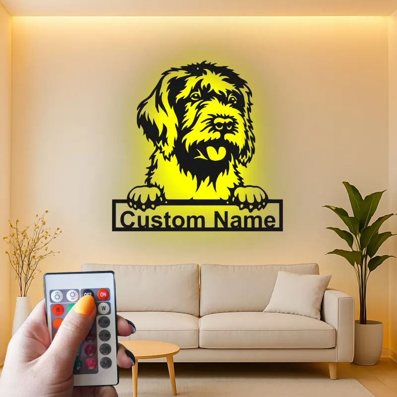 Décoration murale en métal LED personnalisée de chien de berger - Cadeau pour amoureux des chiens