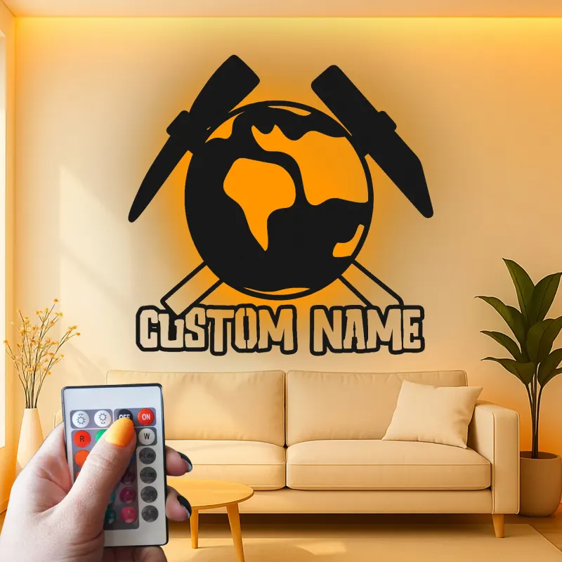 Custom Geology LED Metal Wall Art | Personalized Geologist Gift Sign | Earth & Rock Hammer Decor for Study Room & Office