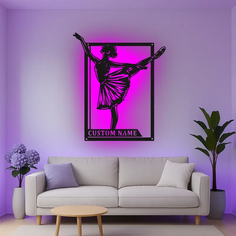 Insegna in metallo LED ballerina personalizzata, regalo di danza per amanti del balletto, decorazione per camera da letto o studio di danza