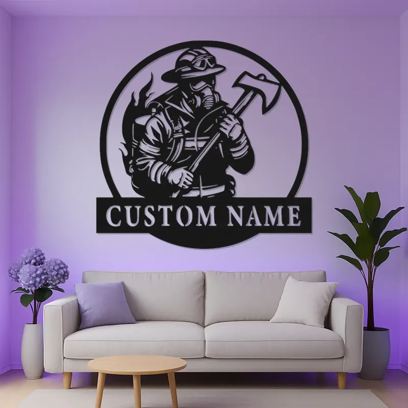 Panneau Métallique LED Personnalisé pour Pompier | Décoration Murale Personnalisée pour Pompier | Décor pour Premier Intervenant pour Caserne ou Man Cave