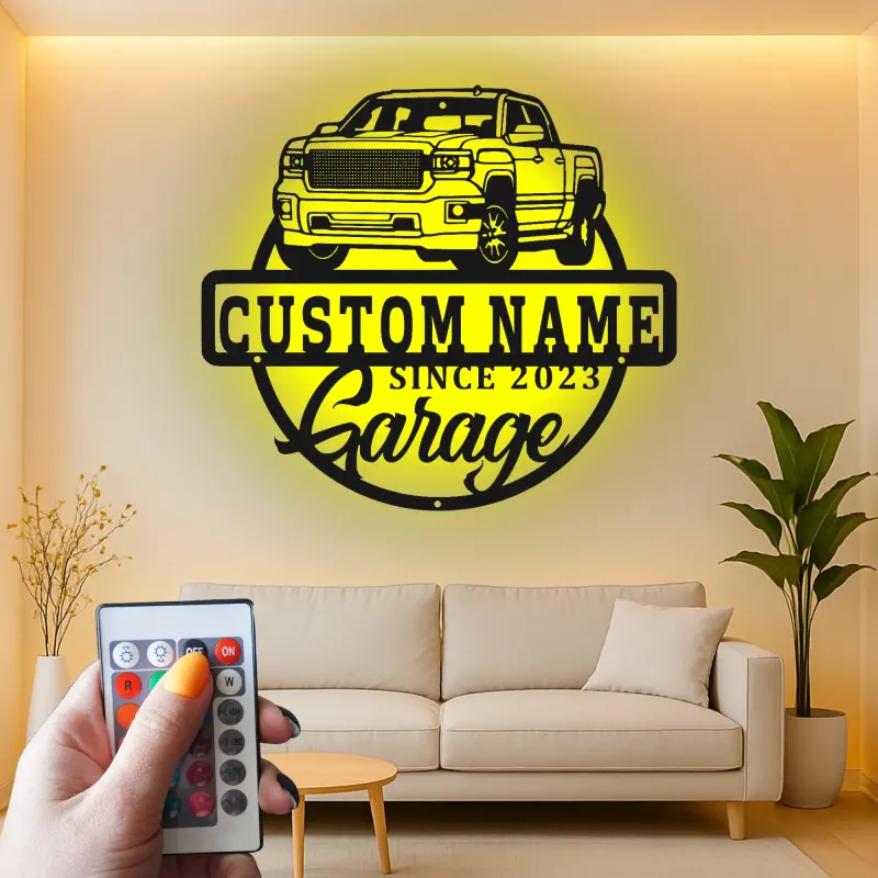 Cartel de metal LED personalizado para garaje de camiones, regalo para entusiastas de coches, decoración de man cave