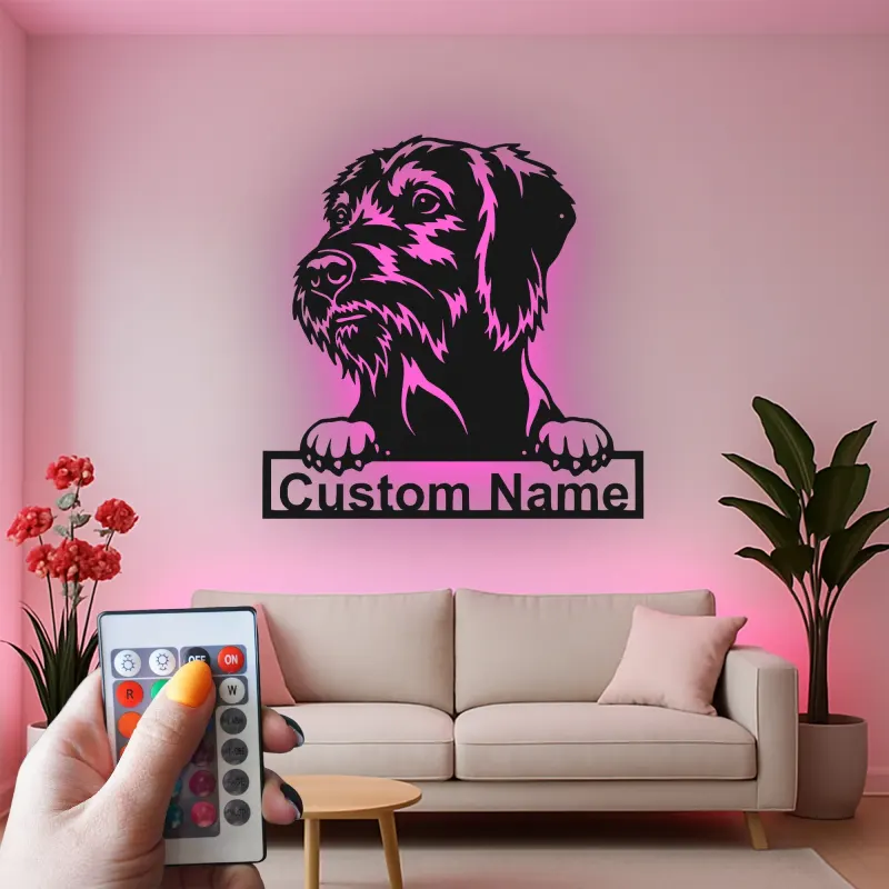 Cartel de metal LED personalizado para perros, regalo para dueños de mascotas, decoración para la sala de estar para amantes de los perros 2