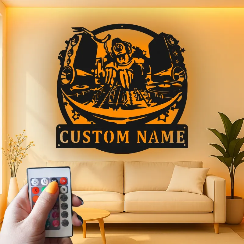 Cartel de metal personalizado con luz LED de tornamesa regalo para amantes de la música decoración de estudio o sala de juegos 1
