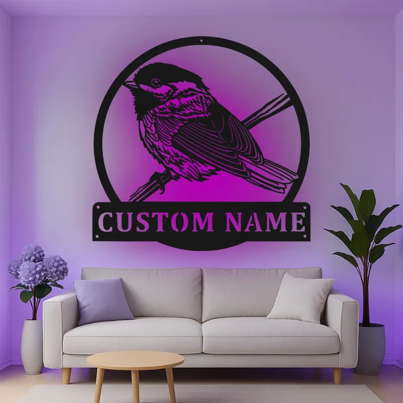 Custom Bird Silhouette Led Light Metal Wall Art Personalized Gift for Bird Lovers Living Room Nature Decor