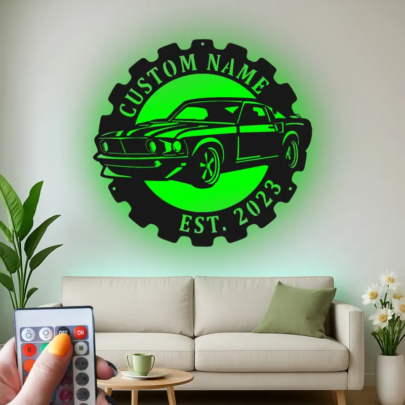 Cartel de metal LED de coche clásico personalizado regalo para entusiastas de coches decoración de garaje
