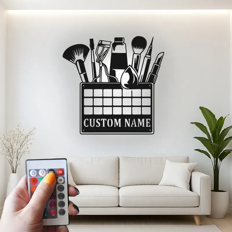 Personalisierte Makeup Artist LED-Schild | Individuelle Metall-Wandkunst für Salon-Dekoration | Beauty-Studio Namensschild | MUA Vanity Licht