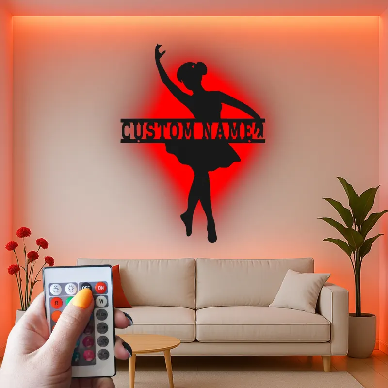 Cartel de metal LED de bailarina personalizado, regalo de danza para su decoración de dormitorio para amantes del ballet