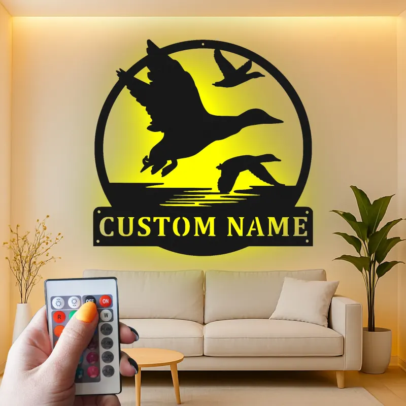 Décoration murale en métal LED silhouette de canard personnalisée pour les passionnés de faune