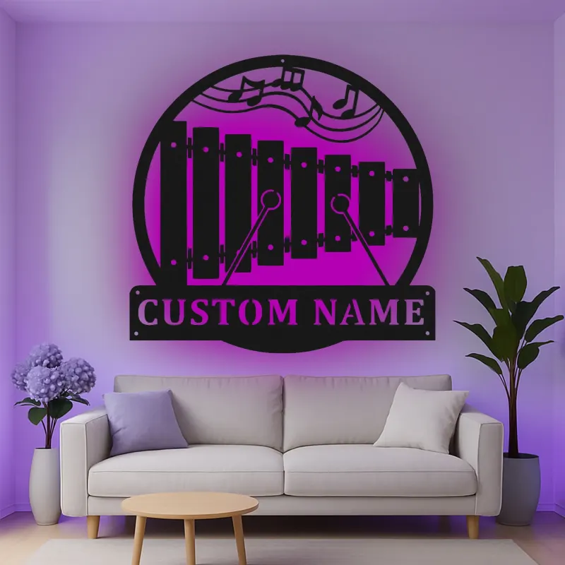 Custom Xylophone Led Light Metal Wall Art Personalized Musician Gift Music Room Decor for Music Lovers