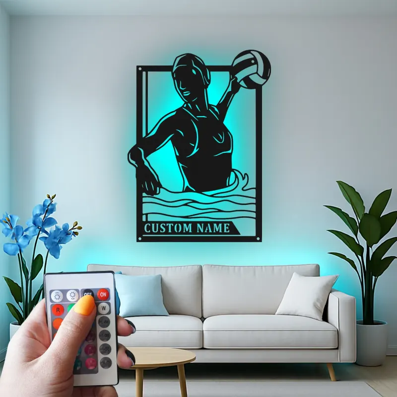 Personalisierte LED-Metall-Wandkunst Volleyballspieler Geschenk für Athleten, Spielzimmer Sportdekoration 1