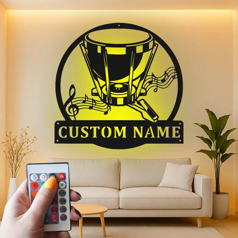 Cartel de metal LED de batería Regalo para músico con nombre Decoración de estudio o sala de música