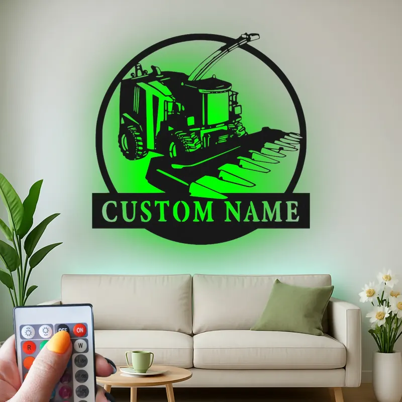 Custom Tractor Metal Sign with LED | Personalized Farmer Gift | Farmhouse Agriculture Wall Decor