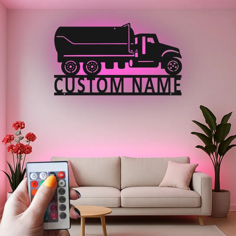 Personalisierte LED-Metall-Wandkunst mit Muldenkipper – Geschenk für Lkw-Fans, Garage oder Männerhöhle 10