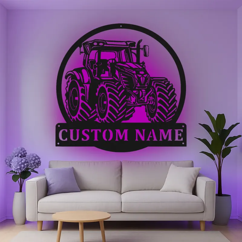 Insegna in metallo LED personalizzata per trattori - Regalo per agricoltori, decorazione per fattoria