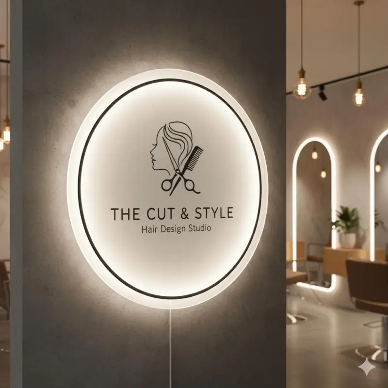 Personalisierte frosted Acryl-LED-Schild | Individuelles Unternehmenslogo | Modernes Salon-, Spa- und Bürodekor