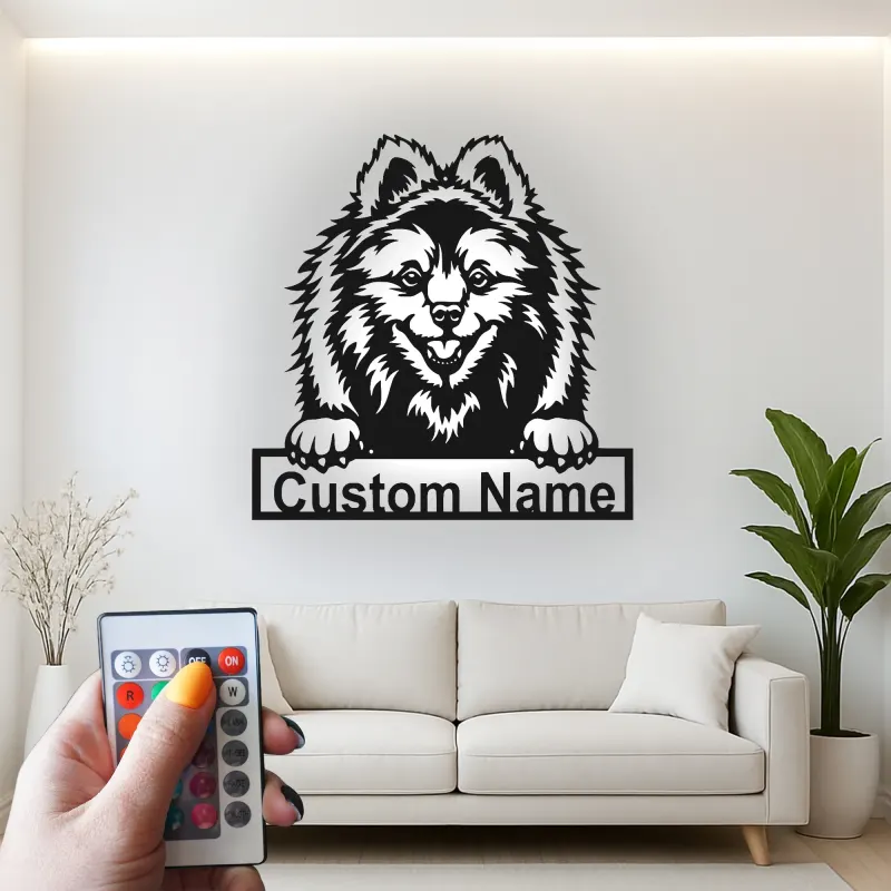 Personalized Pomeranian LED Sign | Custom Dog Name Metal Wall Art | Pet Lover Gift | Entryway Decor