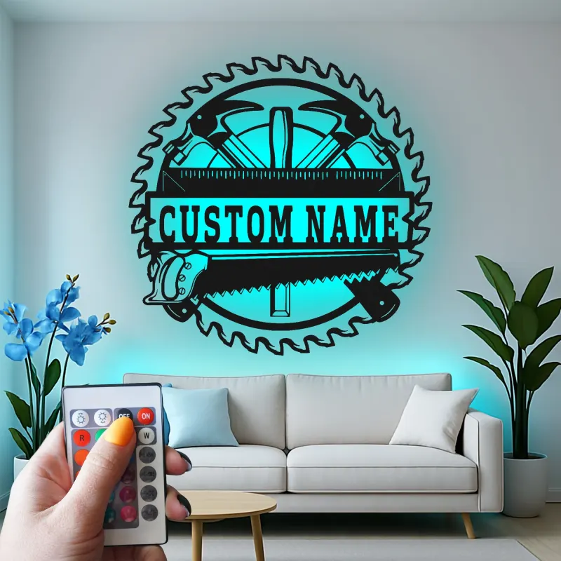 Décoration murale en métal personnalisée avec éclairage LED d'outils de menuisier 2