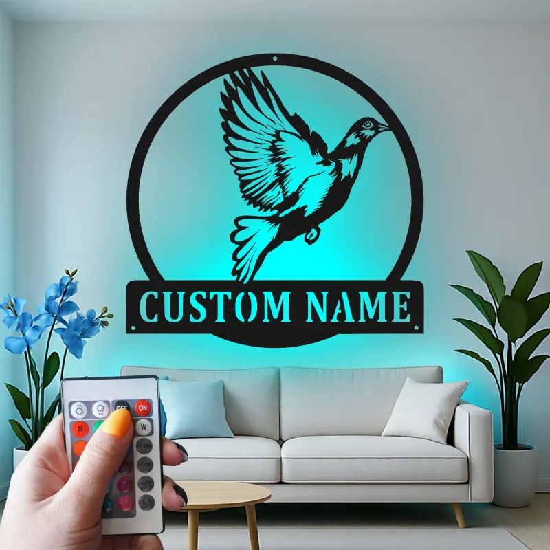 Personalisierte Vogel-Silhouette LED-beleuchtetes Metallschild Geschenk für Naturliebhaber Wohn- oder Garten-Dekor