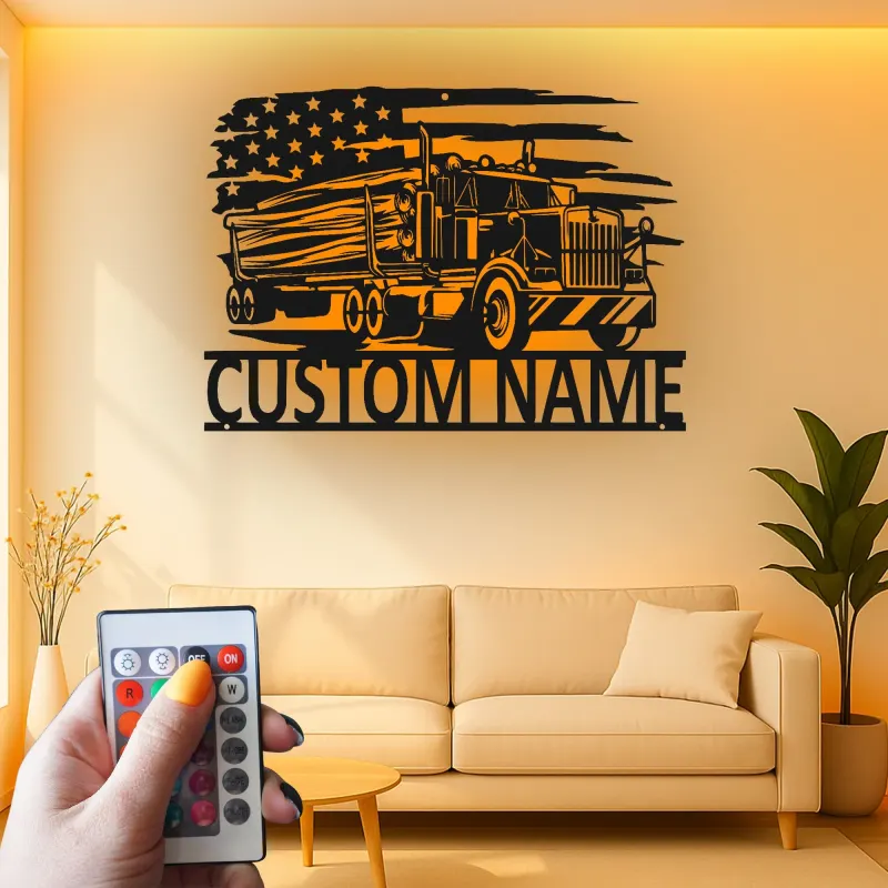 Cartel de metal LED personalizado para camiones, regalo para camioneros, decoración de pared de garaje para entusiastas de camiones