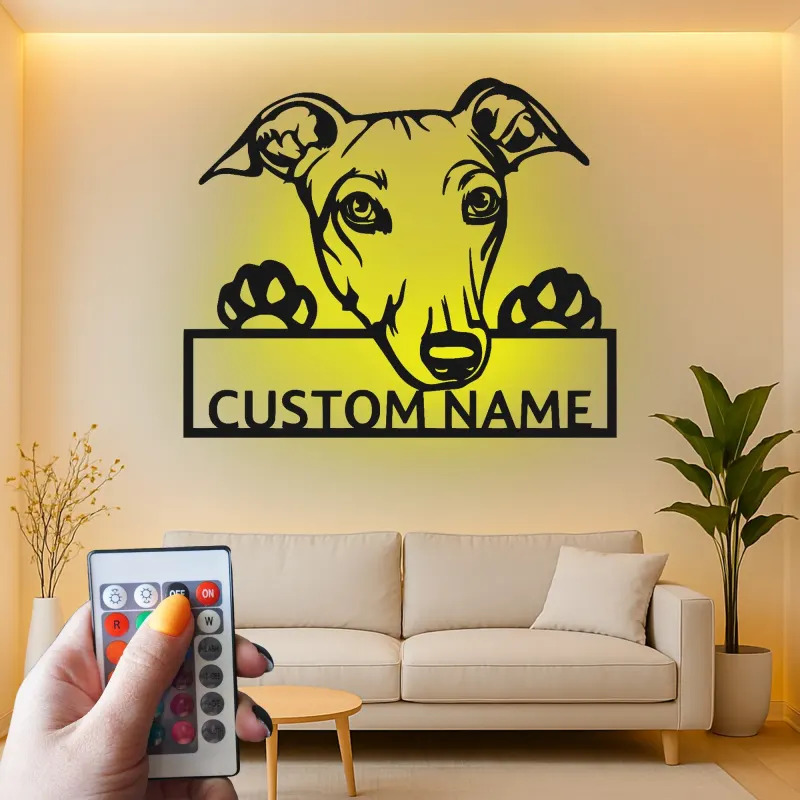 Cartel LED de perro personalizado | Cartel de nombre de mascota personalizado | Decoración iluminada conmemorativa | Regalo premium para amantes de los perros