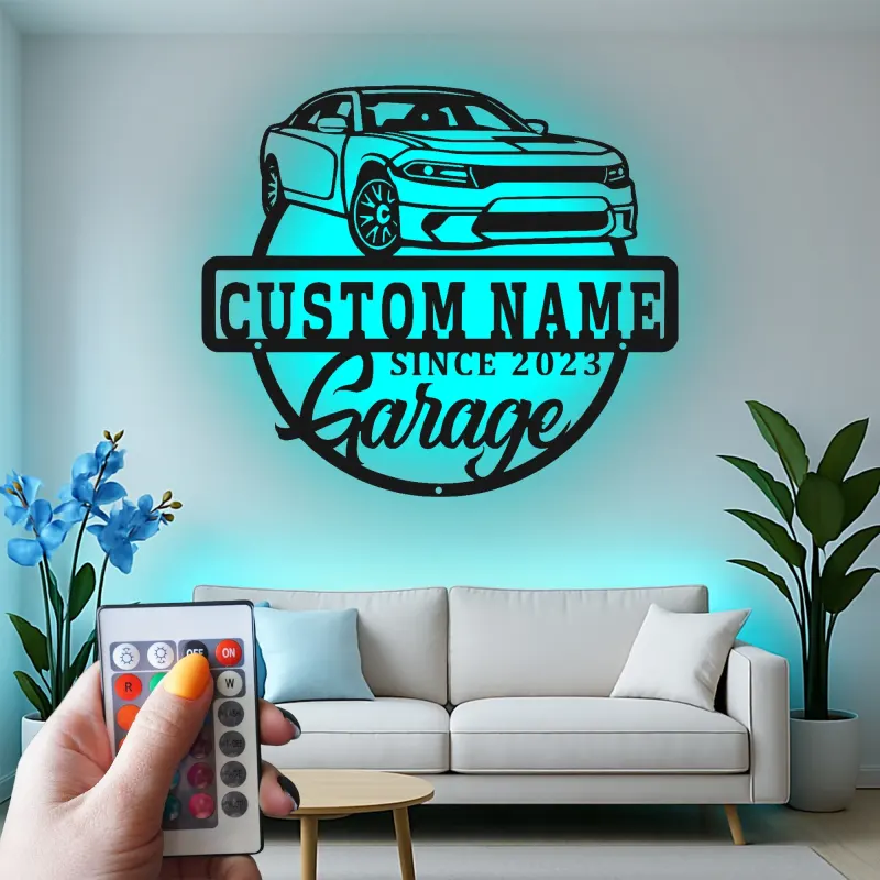 Custom LED Garage Sign | Personalized Metal Car Art | Man Cave Automotive Decor | Gift for Car Enthusiast