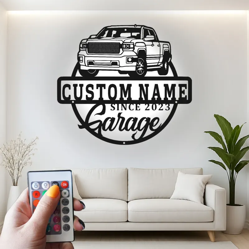 Cartel de metal LED personalizado para garaje de camiones, regalo para entusiastas de coches, decoración de man cave