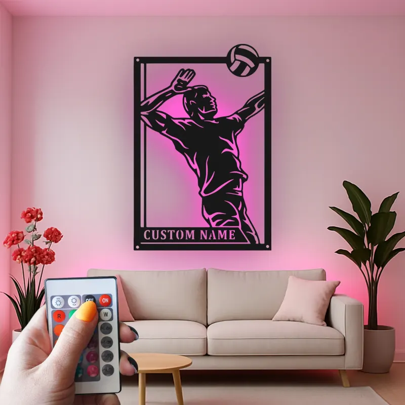 Insegna in metallo personalizzata con luce LED per giocatore di pallavolo - Regalo sportivo personalizzato per atleti, decorazione per sala giochi