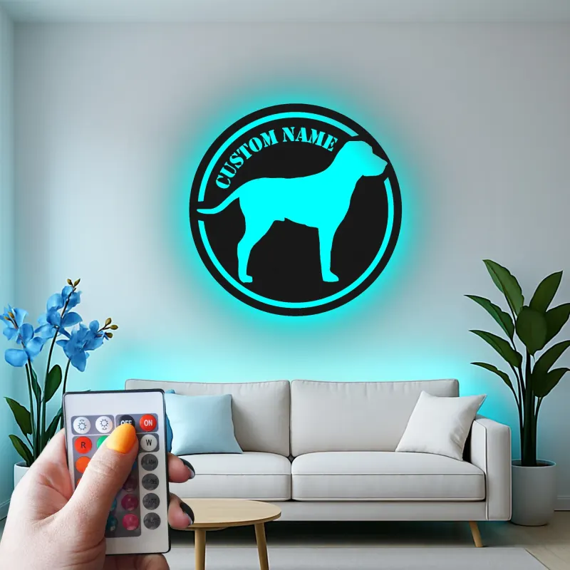 Personalisierte Labrador Retriever LED-beleuchtete Metall-Wandkunst – Geschenk für Hundeliebhaber