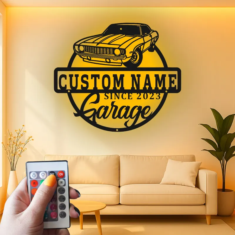 Cartel de metal LED de coche deportivo personalizado Regalo para él Decoración de man cave