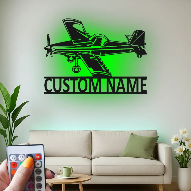 Insegna in metallo LED personalizzata per aereo - Regalo di aviazione per piloti - Decorazione per hangar o ufficio